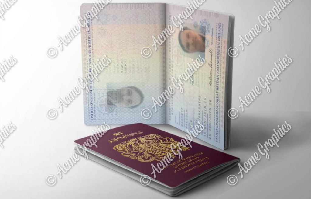 Prop Uk Passport With Gold Foil Stamped Cover Acme Graphics 3600