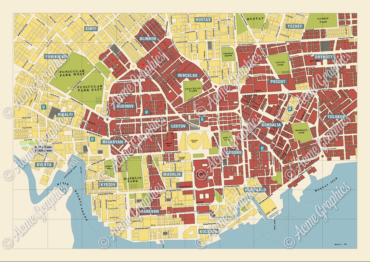 Map seen in City and The City is an Acme Graphics Design – Acme Graphics