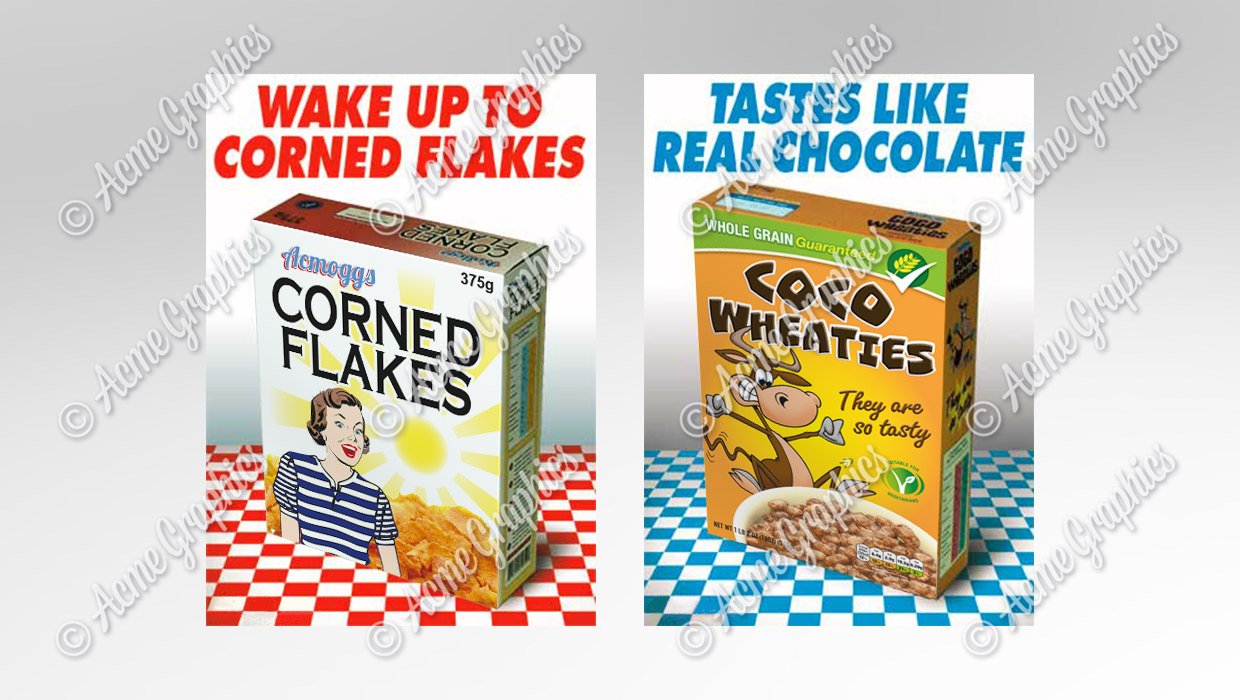 Cereal packets posters