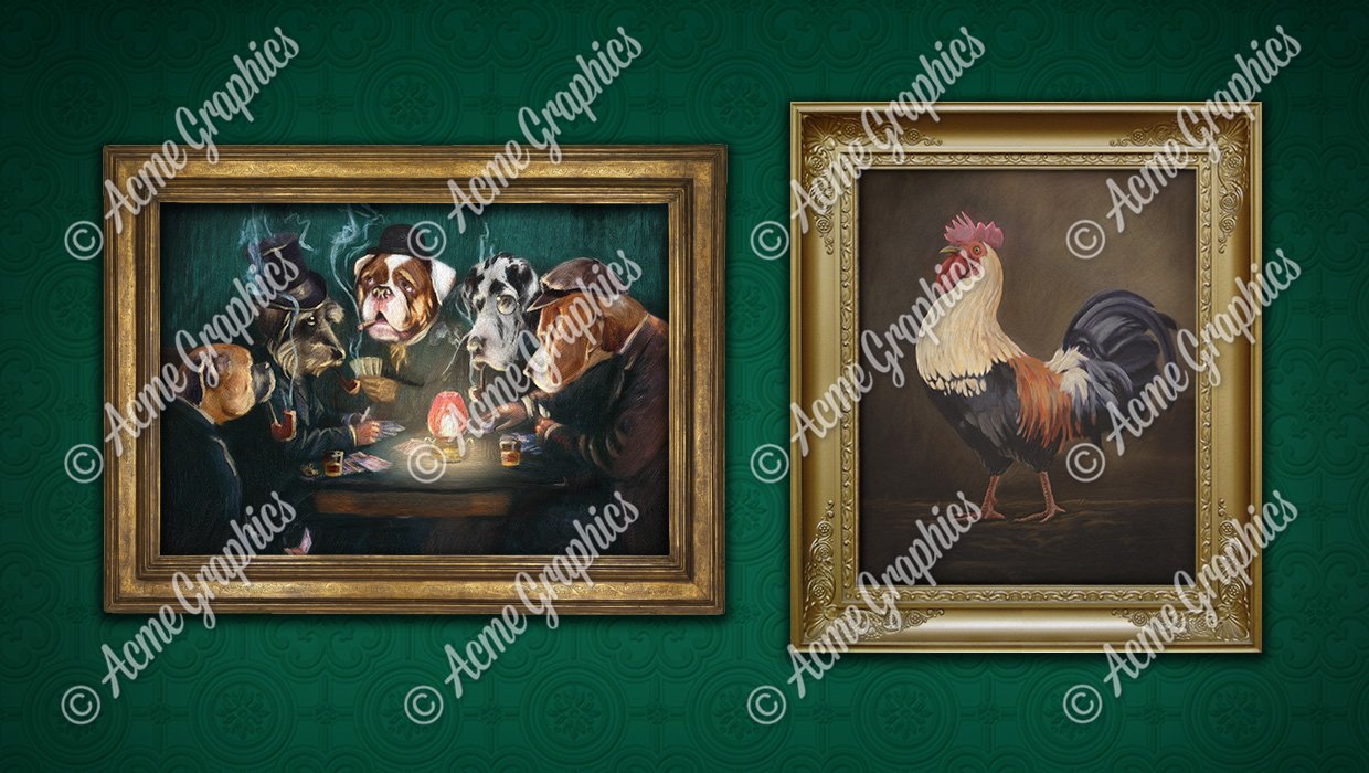 Cock and dog paintings