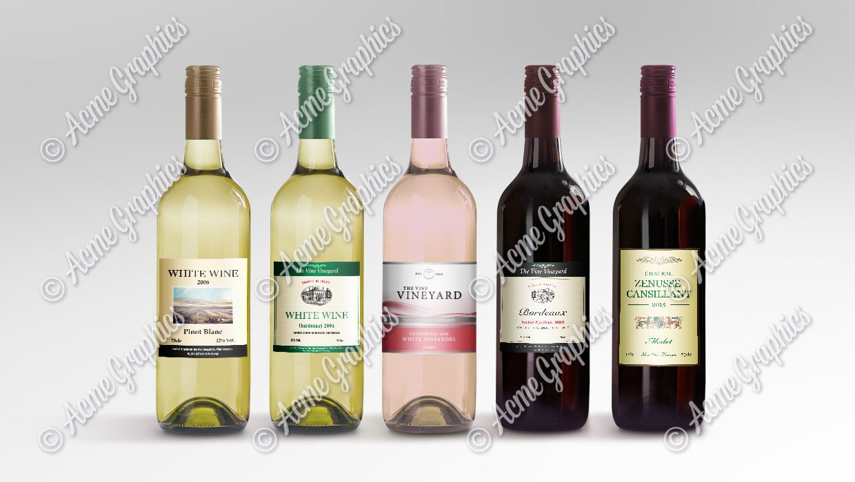 Red wine and white wine bottles