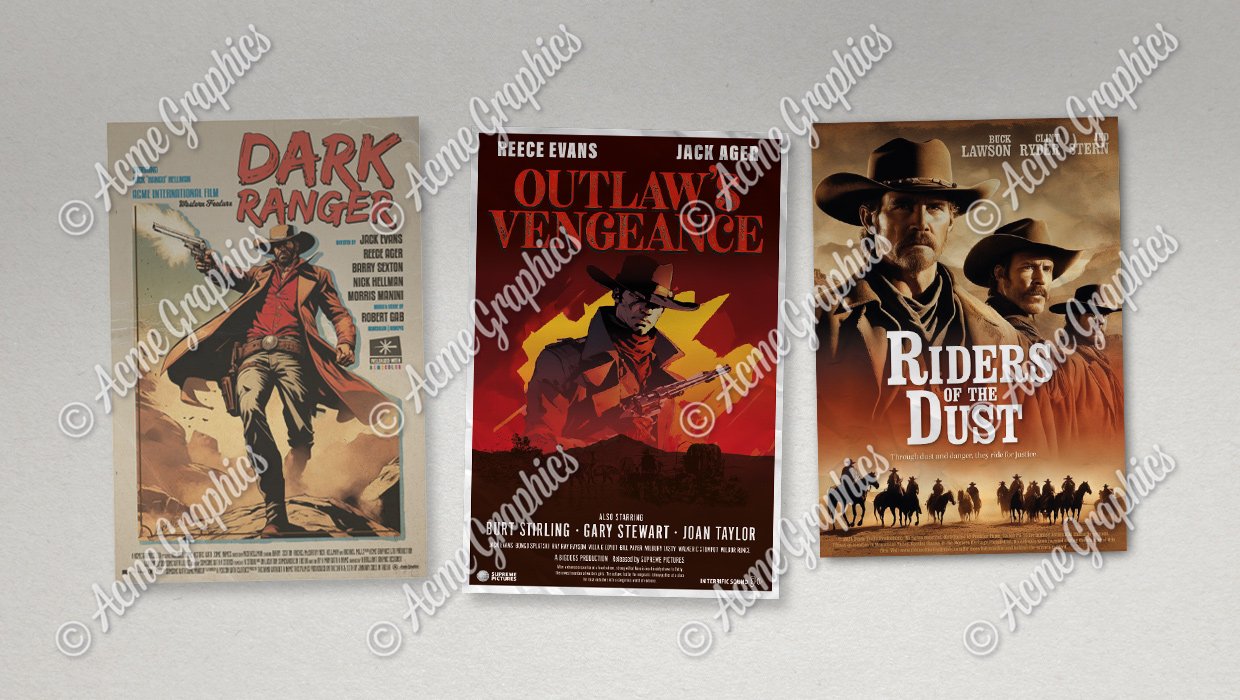 Cowboy Movie Poster Prop graphics