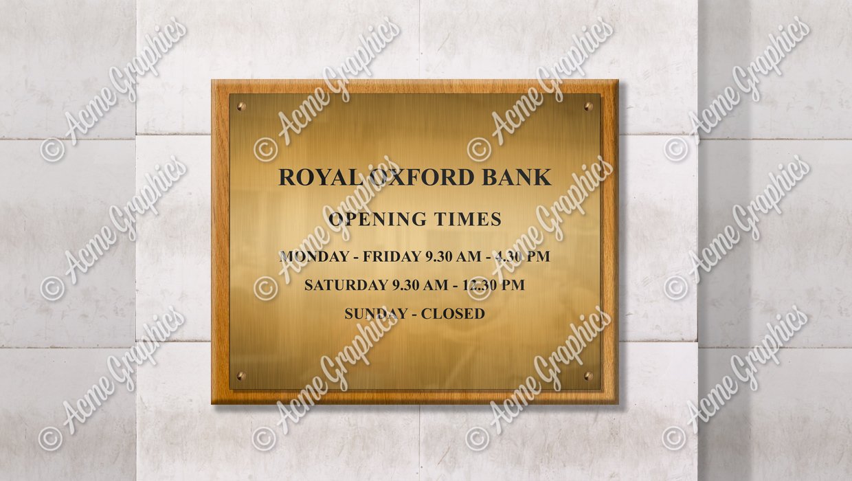 Gold bank plaque