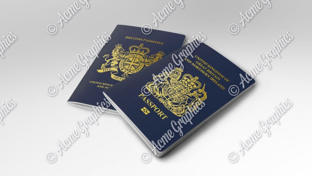 Prop Uk Passport With Gold Foil Stamped Cover Acme Graphics 9781