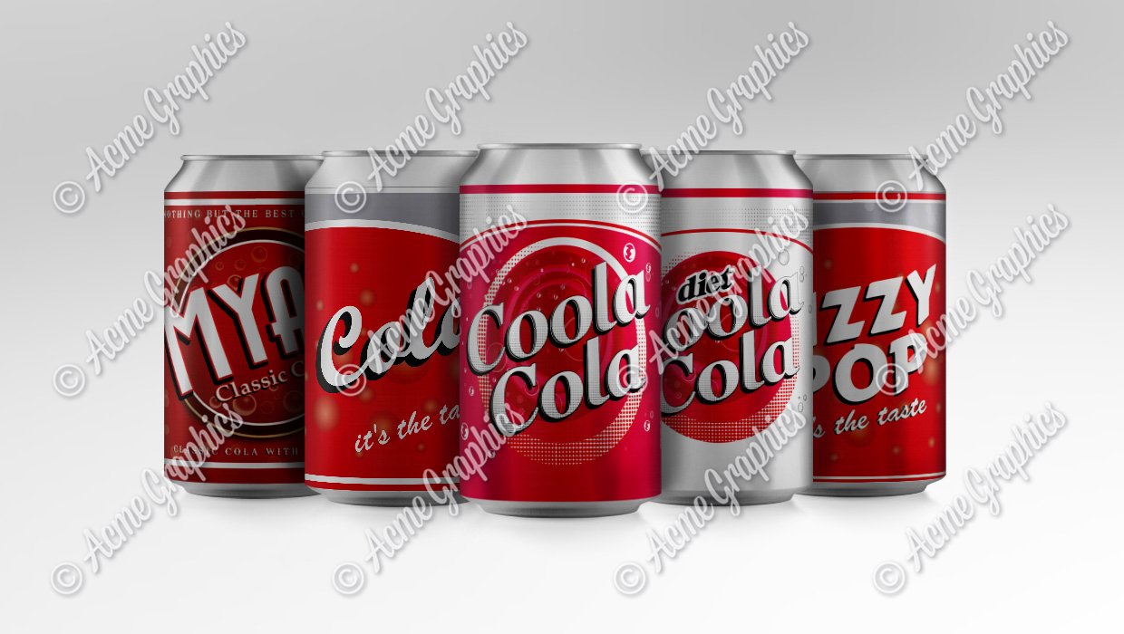 Assorted cola cans