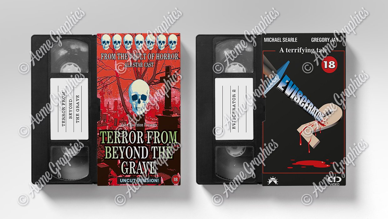 VHS packaging prop graphics