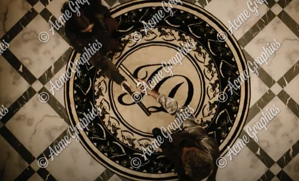 The Grim Reaper rug print in action