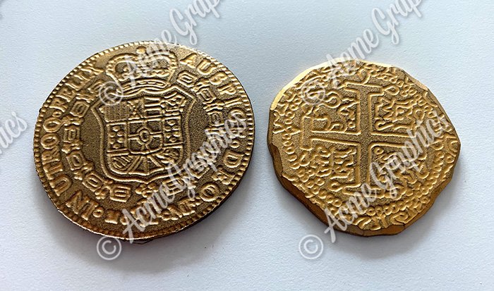 Gold coins made from foamex