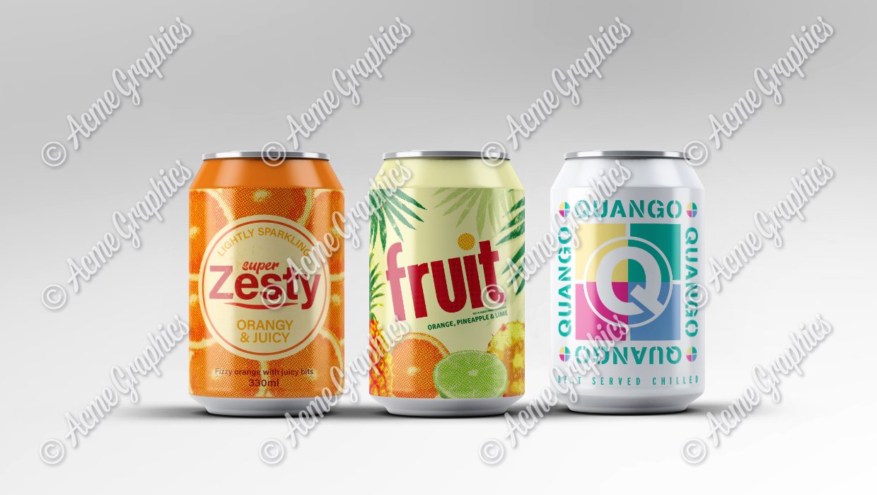 Retro 1980's drinks cans