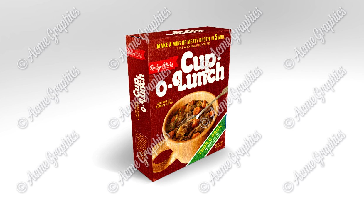 Cup o lunch 80's style packaging