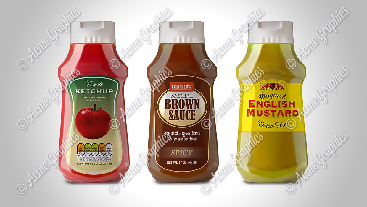Sauce bottle prop packs for easy clearance