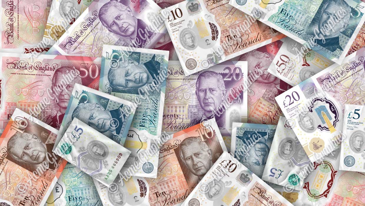 New King Charles prop banknotes