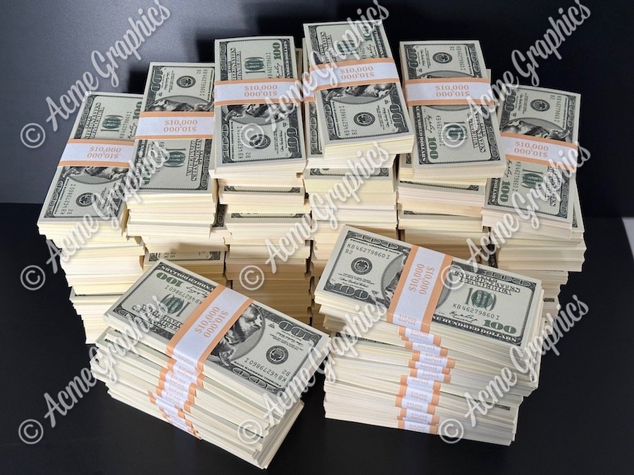 Prop 100 dollar bill stacks