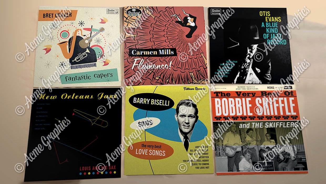 1950s record cover props and retro designs