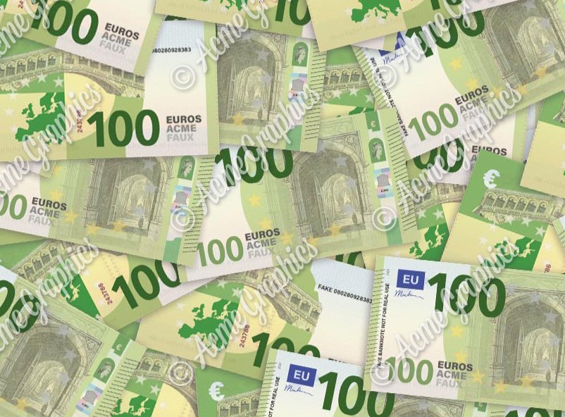 Acme designed 100 Euro style prop banknotes