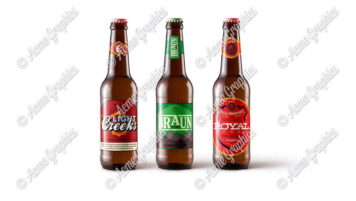 beer bottle props cleared for film and TV
