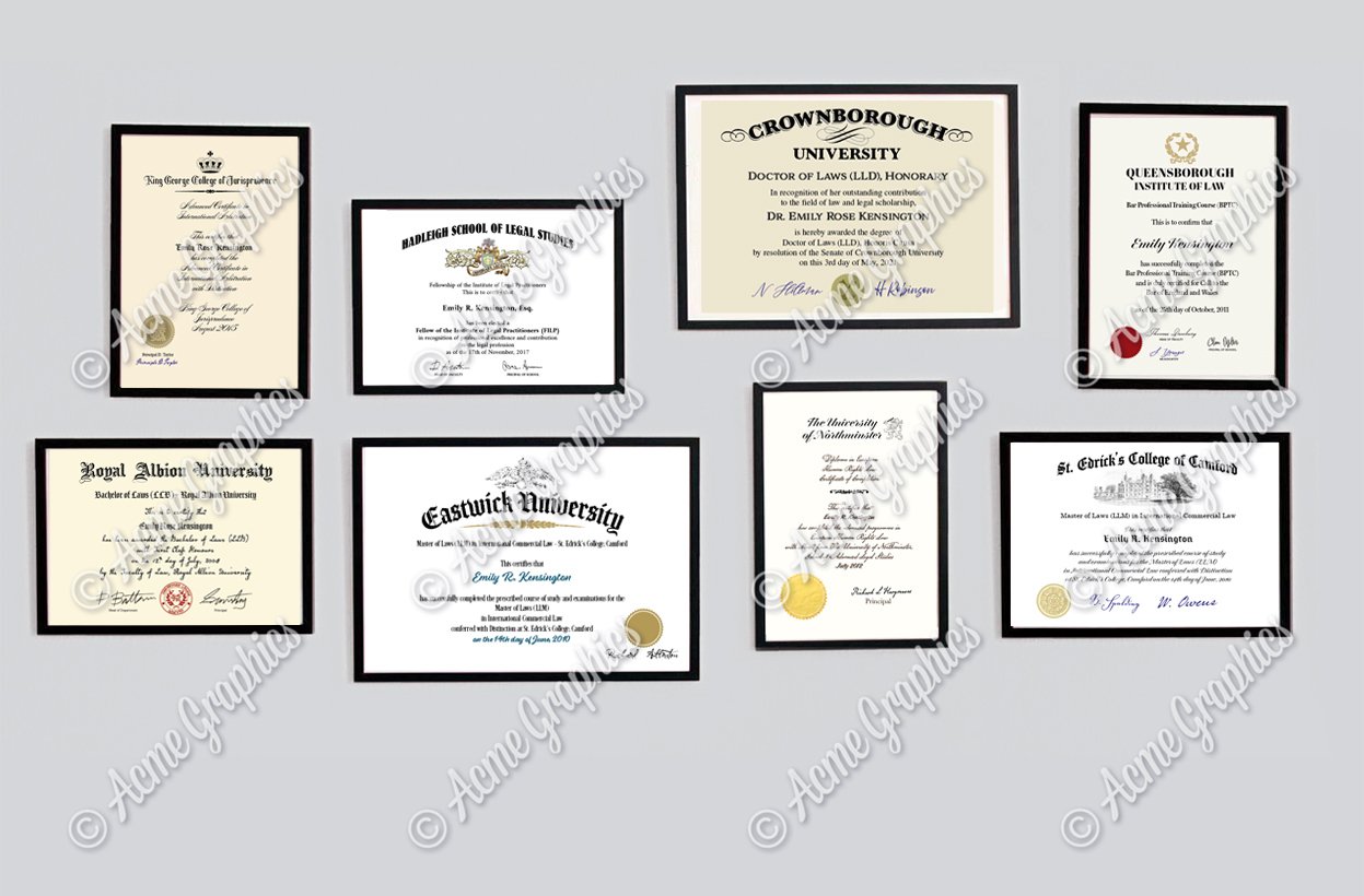 Legal certificates and university certificates for dressing